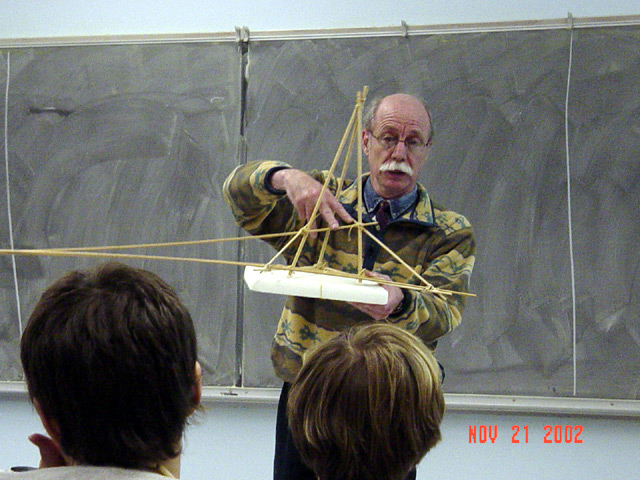 Flashman with 3-D model of Desargue's configuration